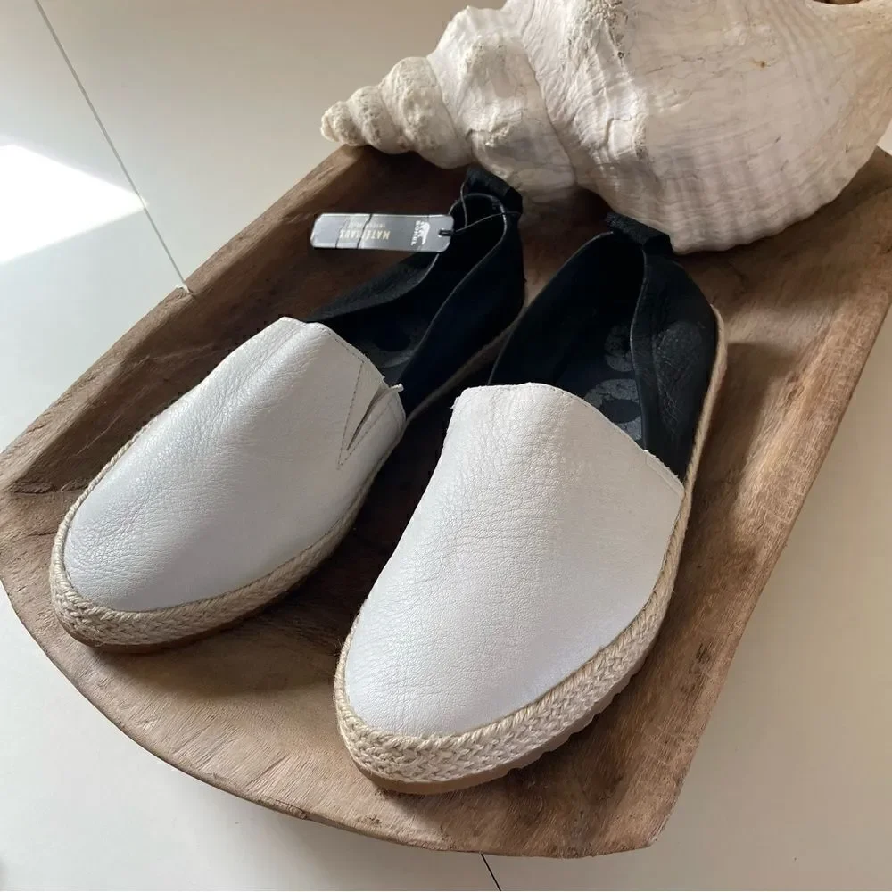 NWT Sorel Ella Leather Slip On Espadrilles Shoes